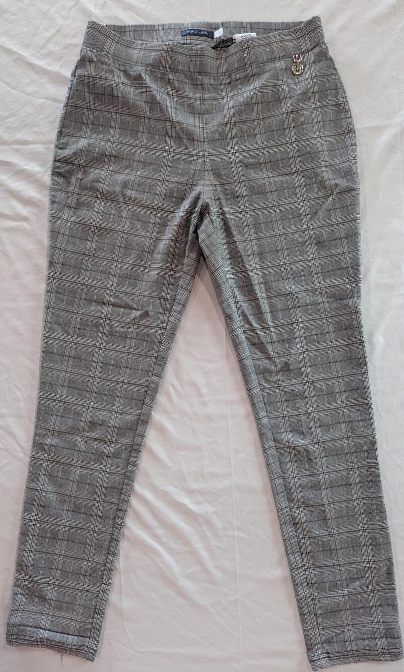 Tommy Hilfiger Pants Womens 10 Gray Plaid Ankle Slim Stretch Pull On Twill
